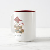 Golf Putt Pirates Outdoorsport Hobby gepersonalise Tweekleurige Koffiemok (Voorkant links)