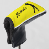 Golf Putter Hoesje "golfer Michelle" geel Golfheadcover (3/4 voorkant)