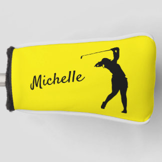 Golf Putter Hoesje "golfer Michelle" geel Golfheadcover