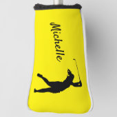 Golf Putter Hoesje "golfer Michelle" geel Golfheadcover (Draai 90)