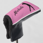 Golf Putter Hoesje "golfer Michelle" roze Golfheadcover (3/4 voorkant)