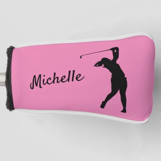 Golf Putter Hoesje "golfer Michelle" roze Golfheadcover (Voorkant)