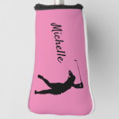 Golf Putter Hoesje "golfer Michelle" roze Golfheadcover (Draai 90)