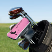 Golf Putter Hoesje "golfer Michelle" roze Golfheadcover (Insitu)