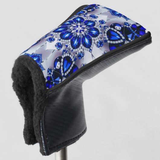 Golf Putter Hoesje met Blauw Wit Kleuren Ontwerp Golfheadcover (3/4 voorkant)