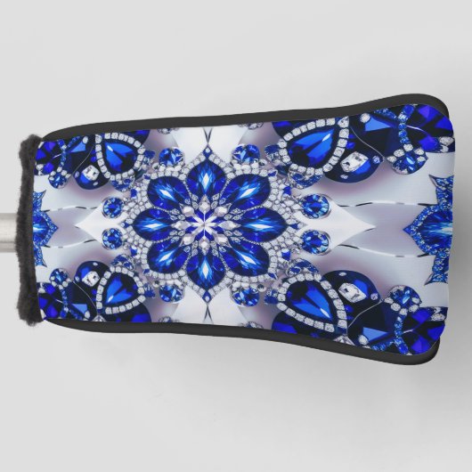 Golf Putter Hoesje met Blauw Wit Kleuren Ontwerp Golfheadcover (Voorkant)