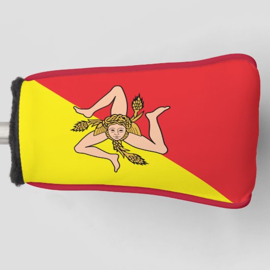 Golf Putter Hoesje met de vlag van Sicilië, Italië Golfheadcover (Voorkant)