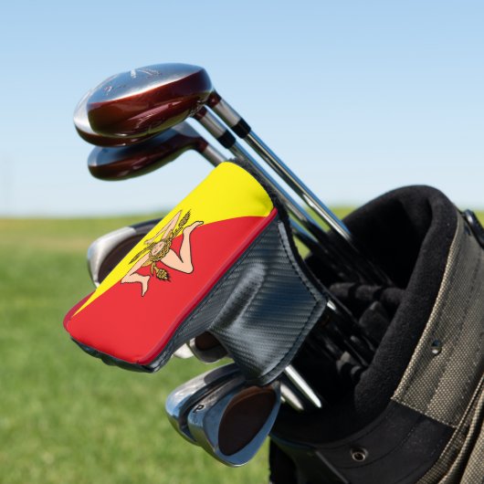 Golf Putter Hoesje met de vlag van Sicilië, Italië Golfheadcover (Insitu)