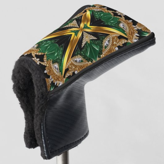 Golf Putter Hoesje met Jamaicaanse kleuren Design Golfheadcover (3/4 voorkant)