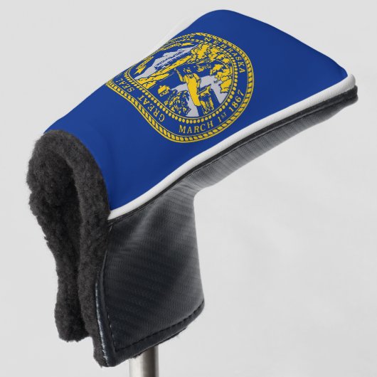 Golf Putter Hoesje met vlag van Nebraska, Verenigd Golfheadcover (3/4 voorkant)