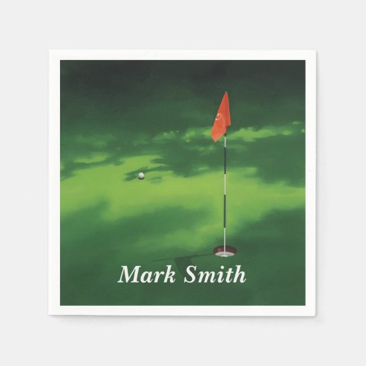 Golf putting green met naam  servet (Voorkant)