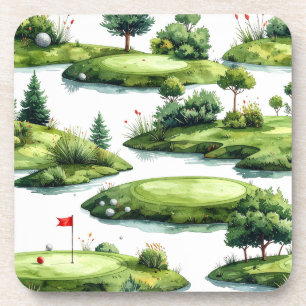 Golf putting green met rode vlag bier onderzetter