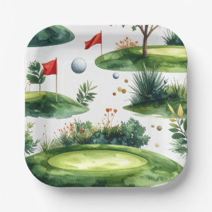 Golf Putting Green met rode vlag Papieren Bordje