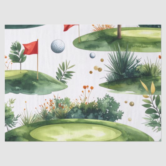 Golf putting green met rode vlag tissuepapier (Voorkant)