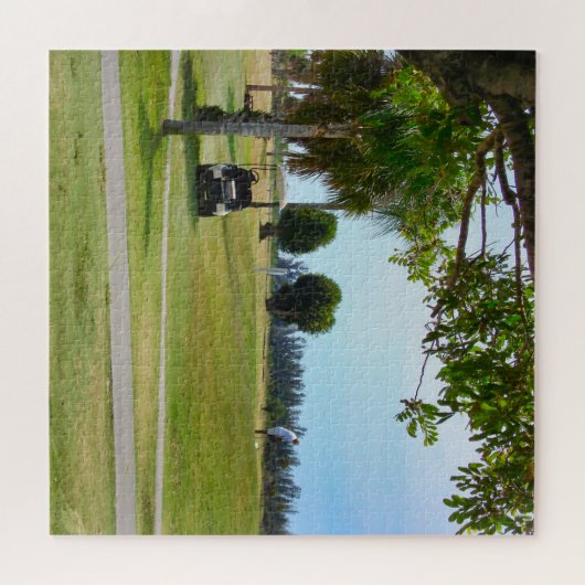Golf Puzzle Afbeelding Cart, Course & Golfer Legpuzzel (Horizontaal)