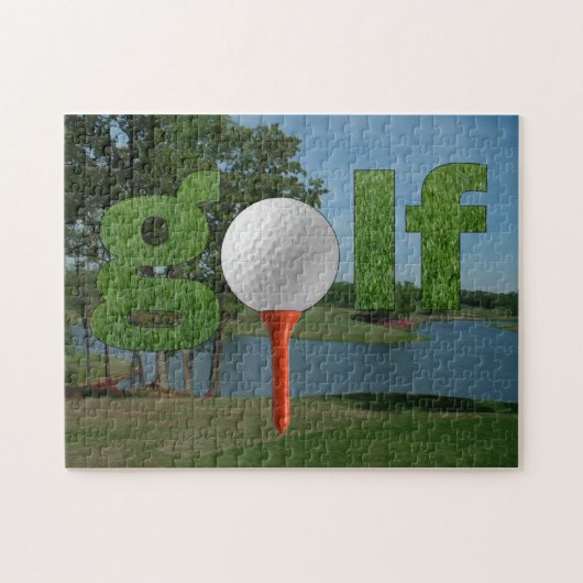 Golf Puzzle Fun Design met bal en T-shirt Legpuzzel (Horizontaal)
