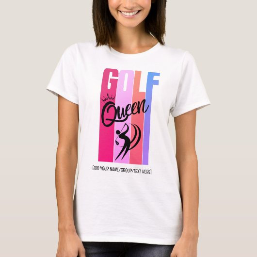 GOLF QUEEN Dames Golfer T-Shirt met Naam (Voorkant)