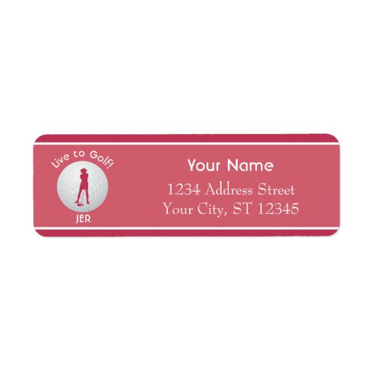 Golf Quote Ball Lady Golfer Initialen Magneta Pink Etiket (Voorkant)