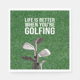 Golf Quotes op groen gras voor golfer party Servet