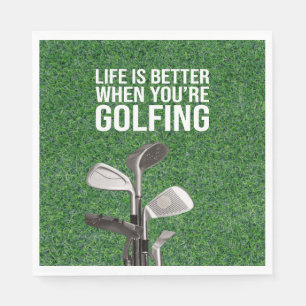 Golf Quotes op groen gras voor golfer party Servet