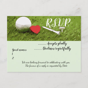 Golf R.S.V.P huwelijksuitnodiging met golfbal Briefkaart