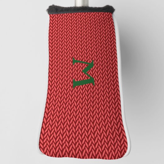 GOLF-Red Knit, Monogram Golf Putter Head Hoesje Golfheadcover (Draai 90)