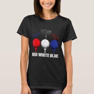 Golf Red White Blue USA Vlag Patriotic op 4 juli T-shirt