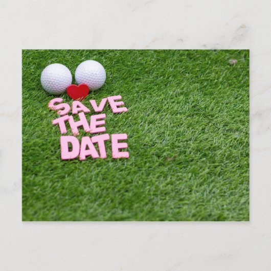 Golf redt de date met golfbal en hart uitnodiging briefkaart (Voorkant)