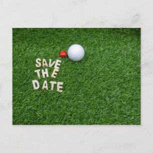 Golf redt de date met golfbal met een liefdeskaart briefkaart