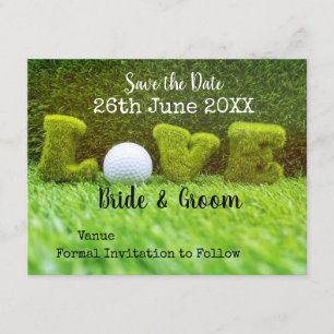 Golf redt de date met liefde en golfbal golfer kaart