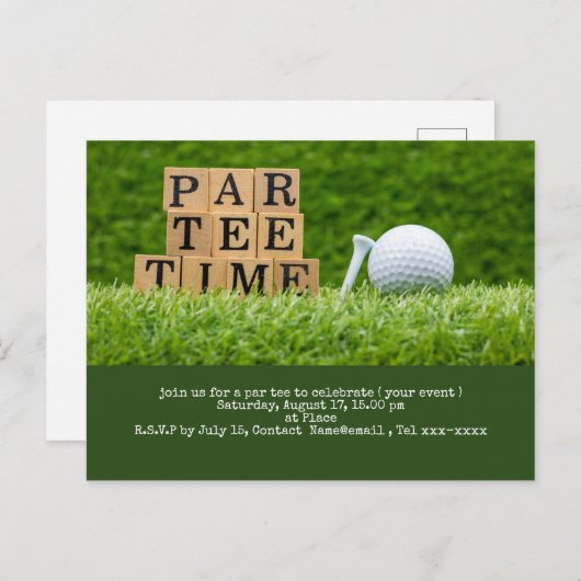 Golf redt de datum met golfbal en t-shirt briefkaart (Voorkant / Achterkant)
