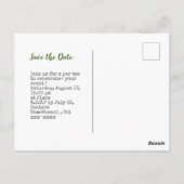 Golf redt de datum met golfbal en t-shirt briefkaart (Achterkant)