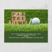 Golf redt de datum met golfbal en t-shirt briefkaart (Voorkant)