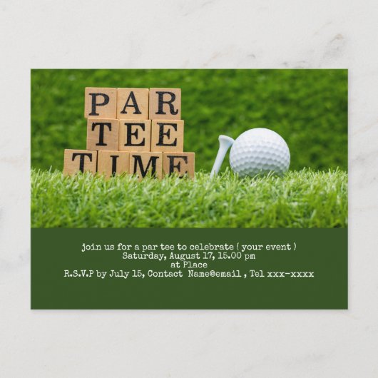 Golf redt de datum met golfbal en t-shirt briefkaart (Voorkant)