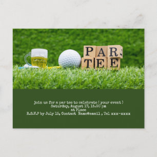 Golf redt de datum met golfbal en t-shirt briefkaart