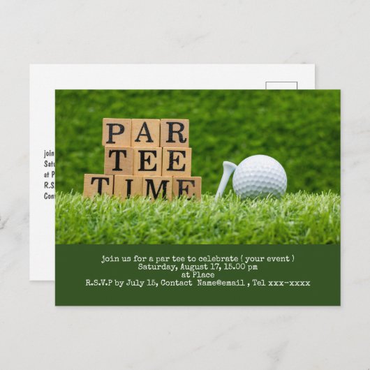Golf redt de datum met golfbal en t-shirt briefkaart (Voorkant / Achterkant)