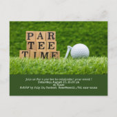 Golf redt de datum met golfbal en t-shirt briefkaart (Voorkant)