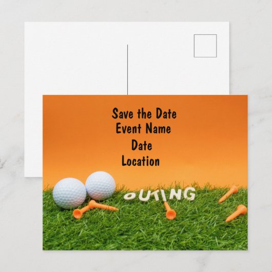 Golf redt de datum met golfbal op Sinaasappel Briefkaart (Voorkant / Achterkant)