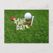 Golf redt de datum met golfhart en t-shirt uitnodiging briefkaart (Voorkant)