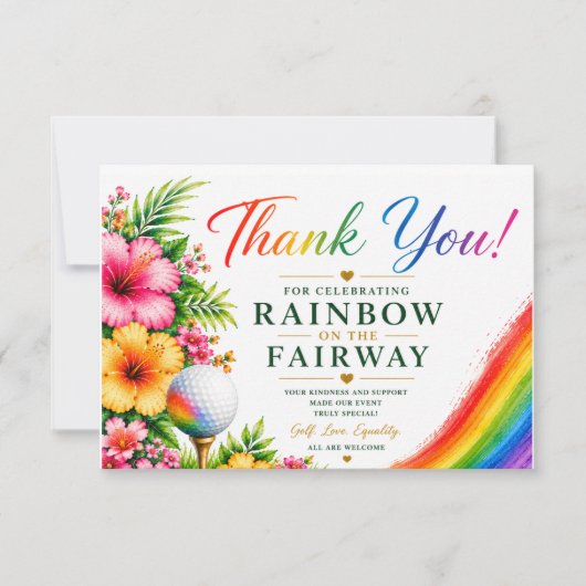 Golf Regenboog op de Fairway Pride Golf Viering Bedankkaart (Voorkant)