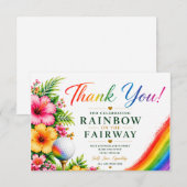 Golf Regenboog op de Fairway Pride Golf Viering Bedankkaart (Voorkant / Achterkant)