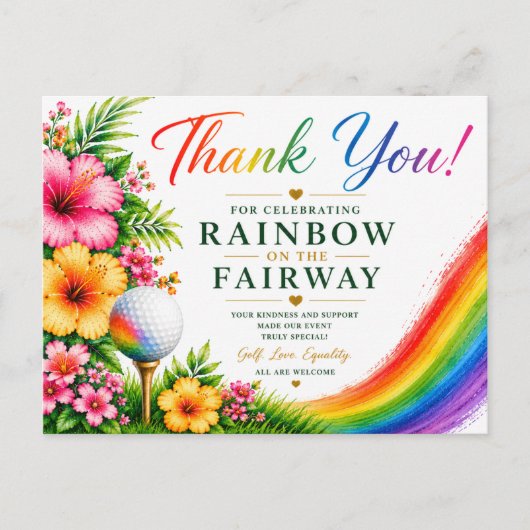 Golf Regenboog op de Fairway Pride Golf Viering Briefkaart (Voorkant)