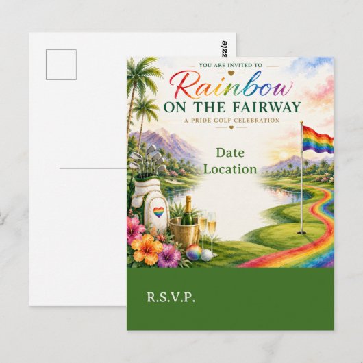 Golf Regenboog op de Fairway Pride Golf Viering Briefkaart (Voorkant / Achterkant)
