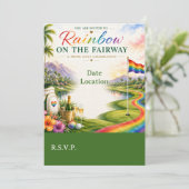 Golf Regenboog op de Fairway Pride Golf Viering Kaart (Staand voorkant)