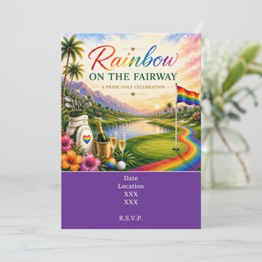 Golf Regenboog op de Fairway Pride Golf Viering Kaart (Staand voorkant)
