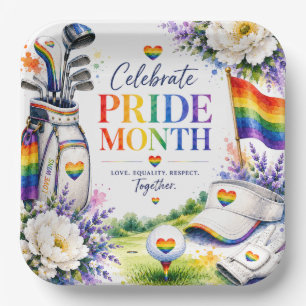 Golf Regenboog op de Fairway Pride Golf Viering Papieren Bordje