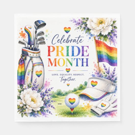 Golf Regenboog op de Fairway Pride Golf Viering Servet (Voorkant)