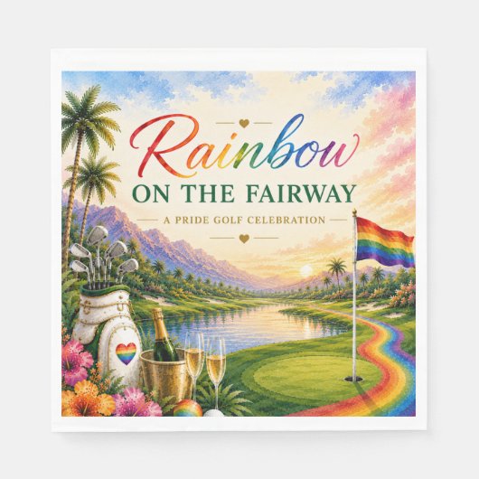 Golf Regenboog op de Fairway Pride Golf Viering Servet (Voorkant)