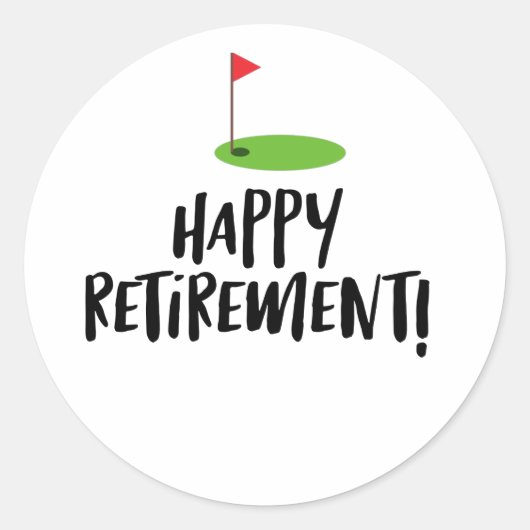 Golf Retire Happy Retirement met golfvlag Ronde Sticker (Voorkant)