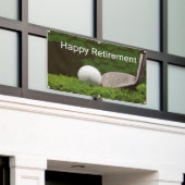 Golf Retirement met ball and iron on green  Spandoek (Buitenkant Gebouw)